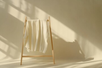 Aufkleber - Minimalist clothing rack displaying neatly arranged garments in natural light during daylight hours. Generative AI