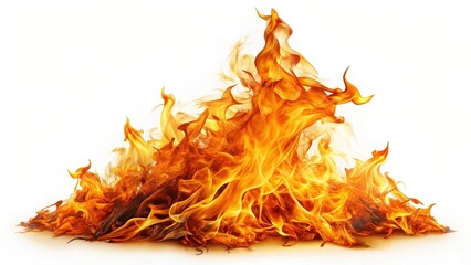 Poster - Fire Flames Ignition Combustion Burning White Background