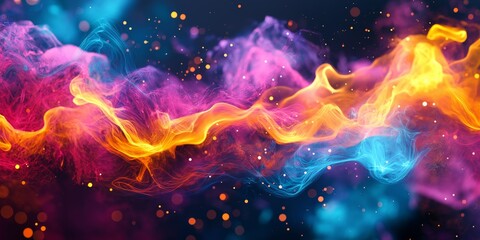 Wall Mural - Vibrant fiery texture background with glowing particles in rich colors on a dark canvas, creating an intense and captivating abstract experience