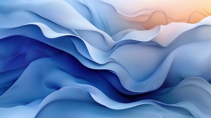 Wall Mural - Abstract blue waves create a smooth, flowing texture with a serene aesthetic.