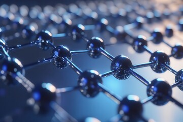 Poster - conceptual depiction of nano future technologies in medicine, illustrating the atomic structure of n