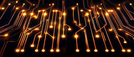 Poster - Close-up of glowing circuit board with vibrant connections