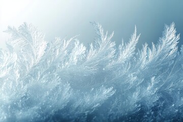 Poster - A stunning close-up of intricate frost patterns on glass, showcasing delicate crystals and shimmering light, evoking a sense of winter's beauty and serenity.