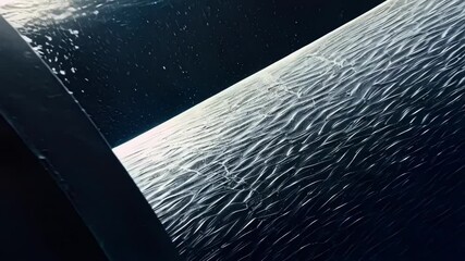 Poster - underwater pipeline releasing high pressure water stream, generating rippling waves and turbulence a