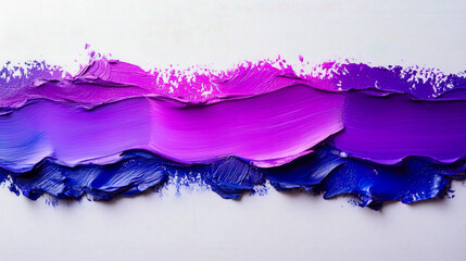 Fototapete - Thick strokes of purple and blue paint blend seamlessly, forming an engaging abstract design that draws attention on a light surface