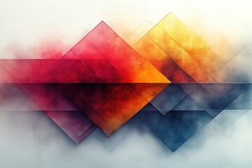 Aufkleber - An abstract design featuring overlapping vibrant shapes in shades of red, orange, and blue, creating a dynamic composition that invokes emotion.