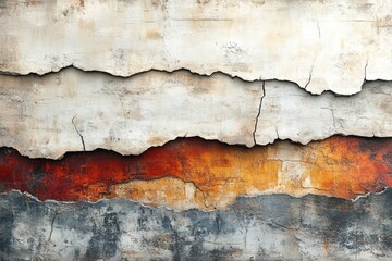 Leinwandbilder - An abstract texture featuring layers of cracked paint with rich, warm tones and contrasting colors, creating a unique and artistic visual appeal.
