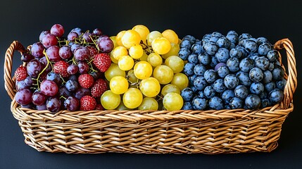 Poster - Colorful grape harvest in wicker basket