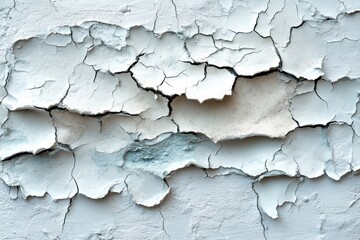 Poster - Close-up of weathered paint on a wall, showcasing cracks and peeling textures that reveal an aged surface, perfect for art and design backgrounds.
