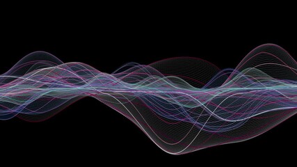 Poster - Fantastic video animation with particle wave object in slow motion and space for text, 4096x2304 loop 4K