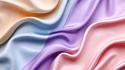 Poster - Soft silk in pastel colors flows gracefully, revealing elegant textures and gentle movement across the surface