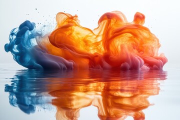 Fototapete - Vibrant colors swirl in abstract patterns, creating a mesmerizing visual effect that captures the beauty of fluid dynamics in water.