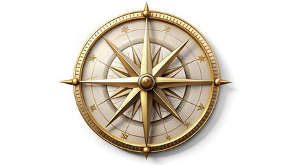 Fototapete - Golden Compass Rose on White Background