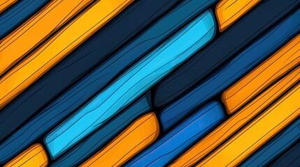 Poster - Abstract Diagonal Pattern of Blue Orange and Dark Blue Stripes