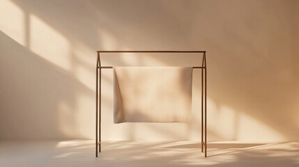 Aufkleber - Minimalist clothing rack displaying neatly arranged garments in a sunlit room. Generative AI
