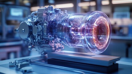 Poster - Holographic prototype machinery in a high-tech engineering laboratory