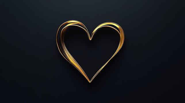 A minimalistic heart symbol outlined in elegant gold foil.