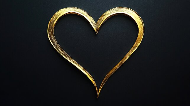 A minimalistic heart symbol outlined in elegant gold foil.