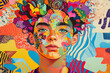 © ANGELINA - Vibrant artistic portrait of young person with colorful abstract patterns for creative design