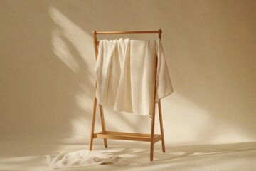 Leinwandbilder - Minimalist clothing rack displays neatly organized garments against a soft background in a serene setting. Generative AI