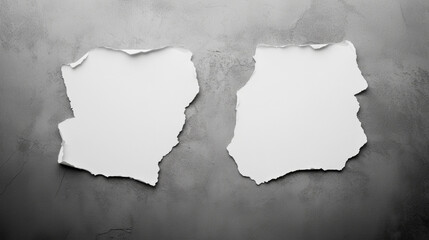 Poster - Two empty textured paper sheets laid side by side on a dark surface, captured from a fisheye angle showcasing soft creases and minimalist design