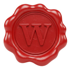 Red wax seal stamp of the letter W, Traditional adhesive sealing waxes, historical medieval, Isolated Transparent PNG