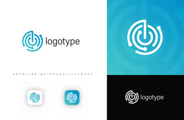 Aufkleber - Abstract radar and lock-inspired technology logo symbolizing security, digital protection, and connectivity. Ideal for cybersecurity, IT, fintech, and smart tech branding. Vector illustration