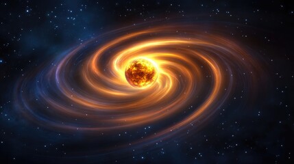 Poster - Cosmic spiral formation outer space digital art stellar environment close-up view galactic concept