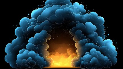Poster - Blue Smoke Envelops Fiery Orange Glow