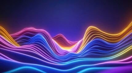 Poster - Dynamic light waves abstract digital art vibrant colors modern environment aesthetic viewpoint visual concept