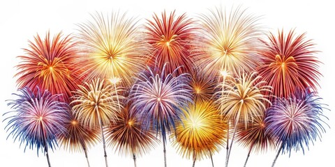 Poster - Fireworks Display on White Background