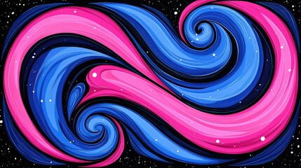 Poster - Abstract swirling cosmic art in pink and blue hues
