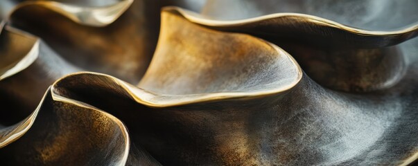 Poster - Close-up of metallic curves with bronze and gold tones