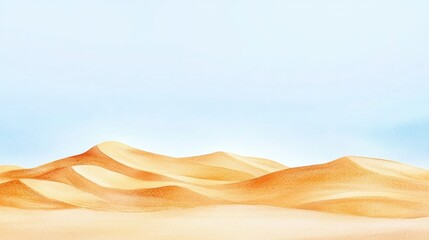Poster - Golden sand dunes under a clear blue sky create a serene and tranquil landscape inviting peaceful contemplation. Generative AI