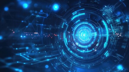 Blue geometric shapes in an abstract technology background, blue, geometric, shapes, abstract, technology, background