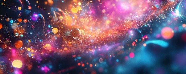 Wall Mural - vibrant cosmic nebula with colorful particles and galactic swirls