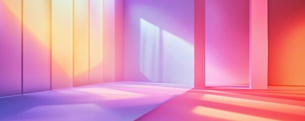 Poster - Vibrant abstract interior with colorful gradient lighting and shadows