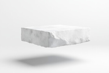 Poster - Floating white rectangular object with textured surface and soft shadows for modern art design