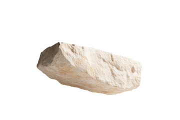 Poster - Natural stone block resting on a white background showcasing unique texture and shape