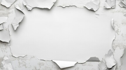 Poster - Weathered grey wall featuring peeling paint, forming rectangular frame with textured, vintage style copy space ideal for grungy graphic design backgrounds