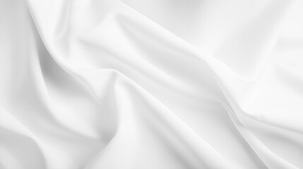 Poster - Luminous white silk fabric draping with soft folds, presenting luxurious texture and delicate sheen perfect for wedding design backgrounds
