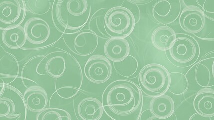 Poster - Gentle green backdrop featuring overlapping concentric circles and spirals, creating a calming and elegant abstract design that evokes feelings of tranquility and serenity
