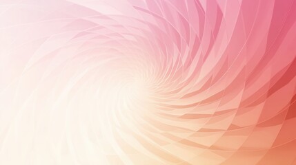 Poster - Swirling geometric shapes in vibrant shades of pink and orange converge toward a luminous central point, creating an enchanting abstract tunnel effect filled with dynamic energy