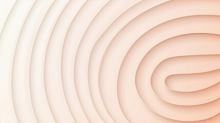 Poster - Contoured topographic lines radiating in soft beige gradient, generating spatial depth and expansive visual perspective across minimalist cartographic landscape
