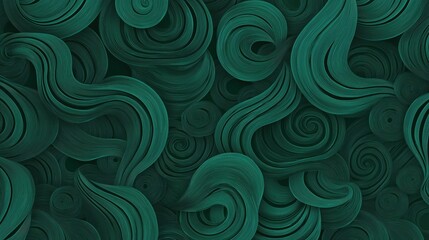 Poster - Emerald green fluid lines weaving dynamic abstract pattern, revealing organic movement and elegance for contemporary design applications