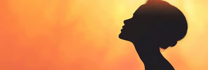 Leinwandbilder - Silhouette of a model against a glowing sunset background creating a minimalist and serene atmosphere. Generative AI