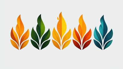 Wall Mural - A stylized representation of flames in varying colors and shapes.