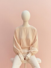Leinwandbilder - Stylish mannequin displays modern outfit against pastel background with clean lighting and blank area for text. Generative AI