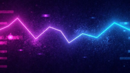 Poster - Abstract Neon Line Graph with Bright Colors and Sparkling Background
