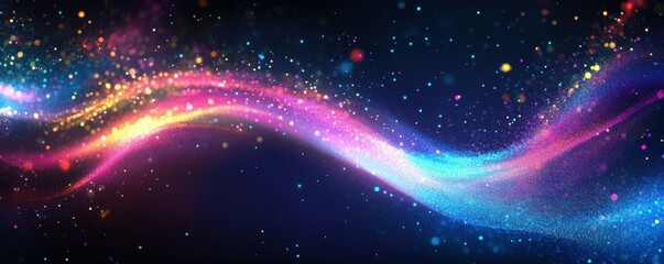 Poster - Colorful abstract wave of light particles in motion